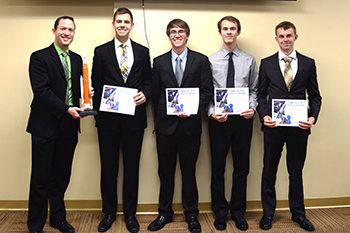 photo of Prof. Michael Grant with Orbital ATK winning team